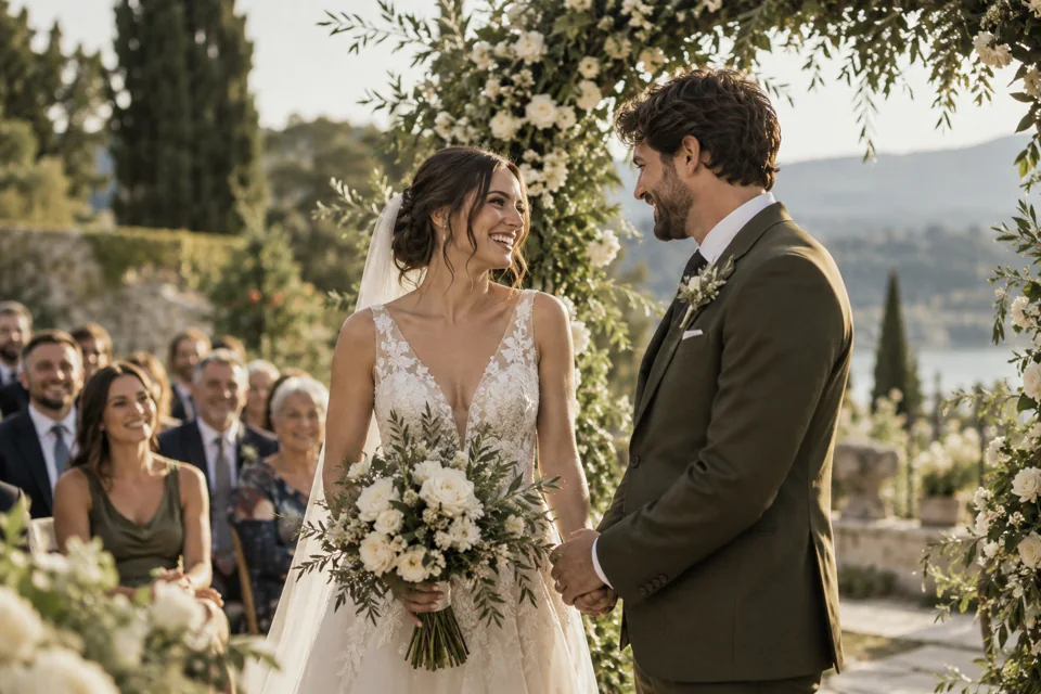 Una pareja ficticia durante su ceremonia